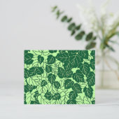 Japanischer Leaf Print, Emerald und Lime Green Postkarte (Stehend Vorderseite)