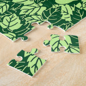 Japanischer Leaf Print, Emerald und Lime Green Puzzle (Seite)