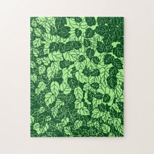 Japanischer Leaf Print, Emerald und Lime Green Puzzle