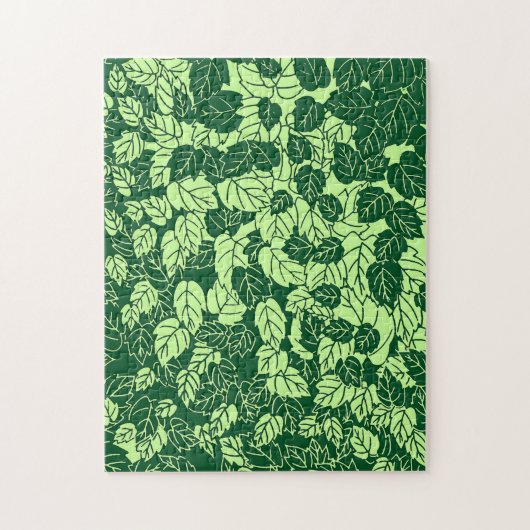 Japanischer Leaf Print, Emerald und Lime Green Puzzle (Vertikal)
