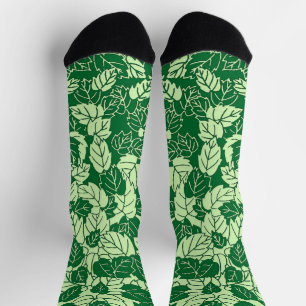 Japanischer Leaf Print, Emerald und Lime Green Socken