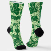 Japanischer Leaf Print, Emerald und Lime Green Socken (Gewinkelt)