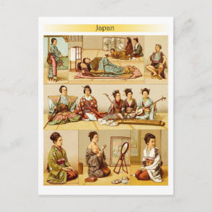 Japanischer Lebensstil auf traditionellen Mattenbö Postkarte
