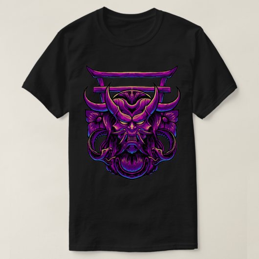 japanischer Leiter Demon Samurai Vintag Art T-Shirt (Design vorne)