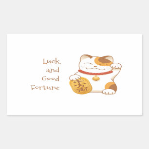 Japanischer Lucky Cat, Maneki Neko Luck Gutes Glüc Rechteckiger Aufkleber