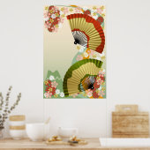 Japanischer Lüfter 3 grün Poster (Küche)