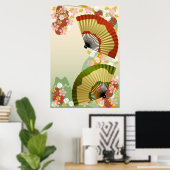 Japanischer Lüfter 3 grün Poster (Heimbüro)