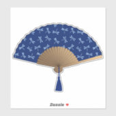 Japanischer Lüfter, Dragonfly-Muster, Cobalt Blue Aufkleber (Blatt)