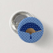 Japanischer Lüfter, Dragonfly-Muster, Cobalt Blue Button (Vorne & Hinten)