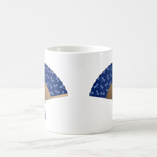 Japanischer Lüfter, Dragonfly-Muster, Cobalt Blue Kaffeetasse (Mittel)