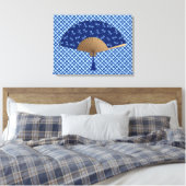 Japanischer Lüfter, Dragonfly-Muster, Cobalt Blue Leinwanddruck (Insitu (Schlafzimmer))