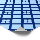 Japanischer Lüfter, Dragonfly-Muster, Cobalt Blue Poster (Ecke)