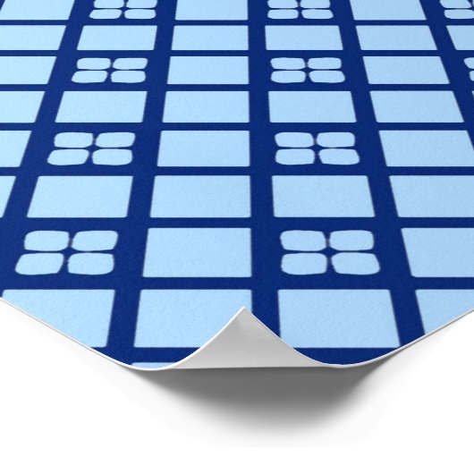 Japanischer Lüfter, Dragonfly-Muster, Cobalt Blue Poster (Ecke)