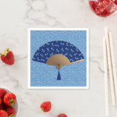 Japanischer Lüfter, Dragonfly-Muster, Cobalt Blue Serviette (Beispiel)