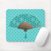 Japanischer Lüfter im Asanoha-Muster, Türkis Mousepad (Mit Mouse)