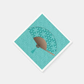 Japanischer Lüfter im Asanoha-Muster, Türkis Serviette (Ecke)