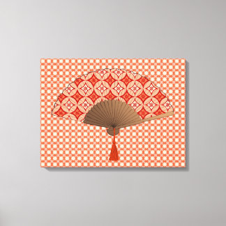 Japanischer Lüfter, Shippo Motif, Mandarin Orange Leinwanddruck