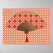 Japanischer Lüfter, Shippo Motif, Mandarin Orange Poster (Vorne)