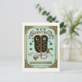 Japanischer Lüfter Vintages japanisches Seidenlabe Postkarte (Stehend Vorderseite)