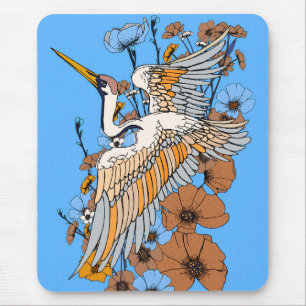 Japanischer Manga-Kranichvogel Mousepad