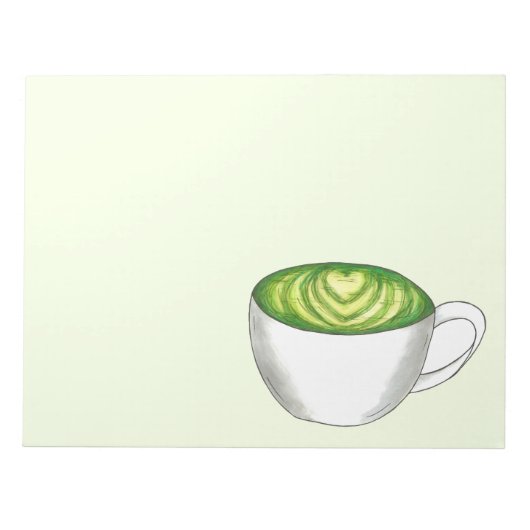 Japanischer Matcha Green Tea Latte Teacup Feinschm Notizblock (Vorderseite)