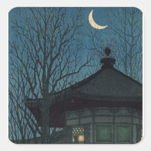 JAPANISCHER MOND-AUFKLEBER QUADRATISCHER AUFKLEBER
