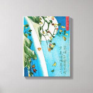 Japanischer Mond-und Wasserfall-Druck Leinwanddruck