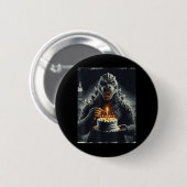 Japanischer Monster-Geburtstagskuchen Lustige Part Button (Vorne & Hinten)