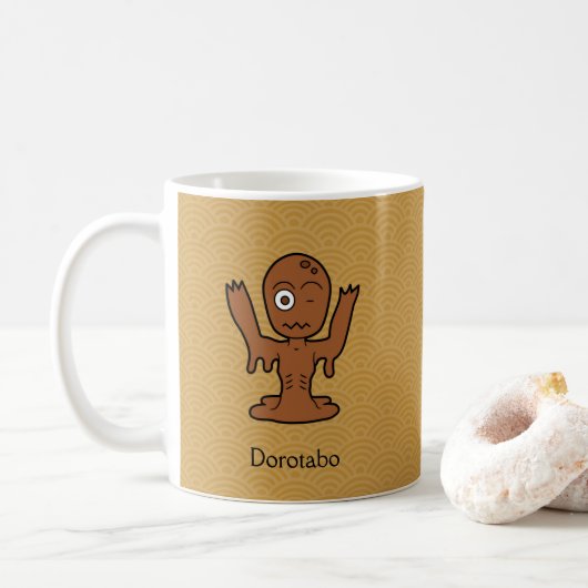 Japanischer Mud Zombie Dorotabo: Cartoon Yokai Kaffeetasse (Mit Donut)