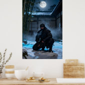 Japanischer Ninja-Krieger Poster (Küche)