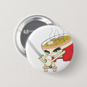 Japanischer Nudelsuppe-Kämpfer mit Samurai-Klinge Button (Vorne & Hinten)