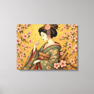 Japanischer Oiran-Kirschblüten-Leinwanddruck Leinwanddruck