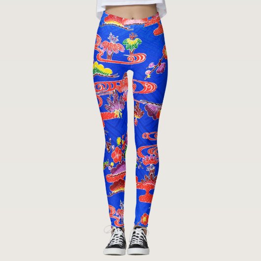 Japanischer Okinawan Dye (Bingata) Leggings (Vorderseite)
