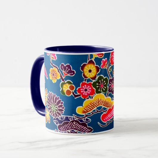 Japanischer Okinawan Dye (Bingata) Tasse (Vorderseite Links)