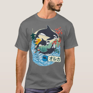 Japanischer Orca Whale Great Wave Kanagawa Japan V T-Shirt