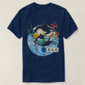 Japanischer Orca Whale Great Wave Kanagawa Japan V T-Shirt (Design vorne)