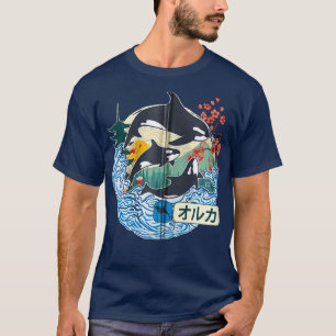 Japanischer Orca Whale Great Wave Kanagawa Japan V T-Shirt