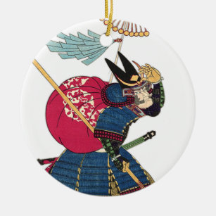 Japanischer Ostsamurai-Vintager Krieger Japan Keramik Ornament