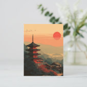 Japanischer Pagode Vintage Postkarte (Stehend Vorderseite)