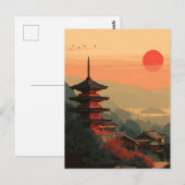 Japanischer Pagode Vintage Postkarte (Vorne/Hinten)