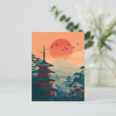 Japanischer Pagode Vintage Postkarte (Stehend Vorderseite)