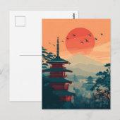 Japanischer Pagode Vintage Postkarte (Vorne/Hinten)