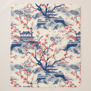 Japanischer Pagoden-Kirschblüten-Blau-Creme Sherpadecke