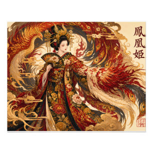 Japanischer Phönix Geisha Kunst   Mythologie Desig Fotodruck