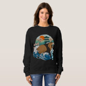 Japanischer Raccoon Dog Great Wave Kanagawa Japan Sweatshirt (Vorne ganz)