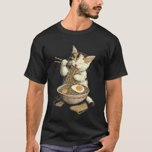 Japanischer Ramen Stil Süße Katze die Ramen Nudeln T-Shirt