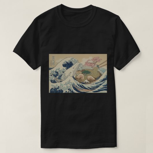 Japanischer Ramen Wave mit Whale Ästhetik T-Shirt (Design vorne)