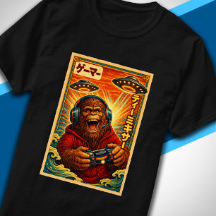 Japanischer Retro-Vintage-UFO-Bigfoot-lustiger Gam T-Shirt