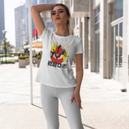 Japanischer Roboter mit Feuer T-Shirt