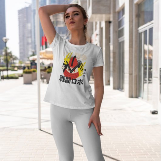 Japanischer Roboter mit Feuer T-Shirt